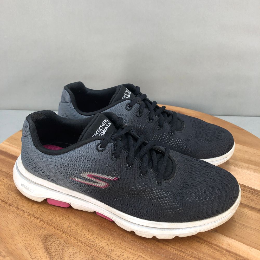 Skechers Go Walk 5 Walking Shoes Womens 8.5‎ Black Gray Comfort Lightweight